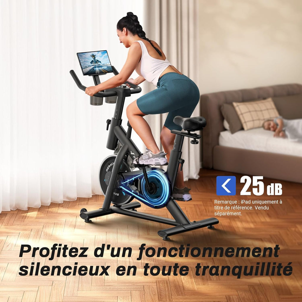 Vélo d'appartement Connecté Ultra-silencieux , 4 en 1 avec Résistance Magnétique 16 Niveaux, Écran LCD